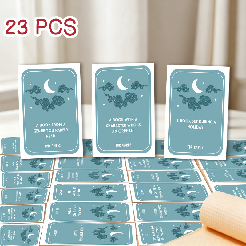 TEMU 23 pièces Cartes de TBR TSOCHOO pour de Lecture, Lune Rétro Nuage & Suivi de Liste de Lecture avec Mini Cartes à Notes, Amoureux des Livres