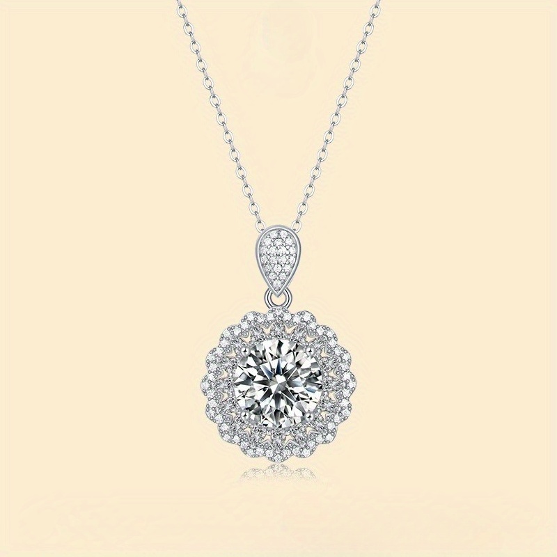 Women's S925 Silver Ruomeng Moissanite Pendant Necklace