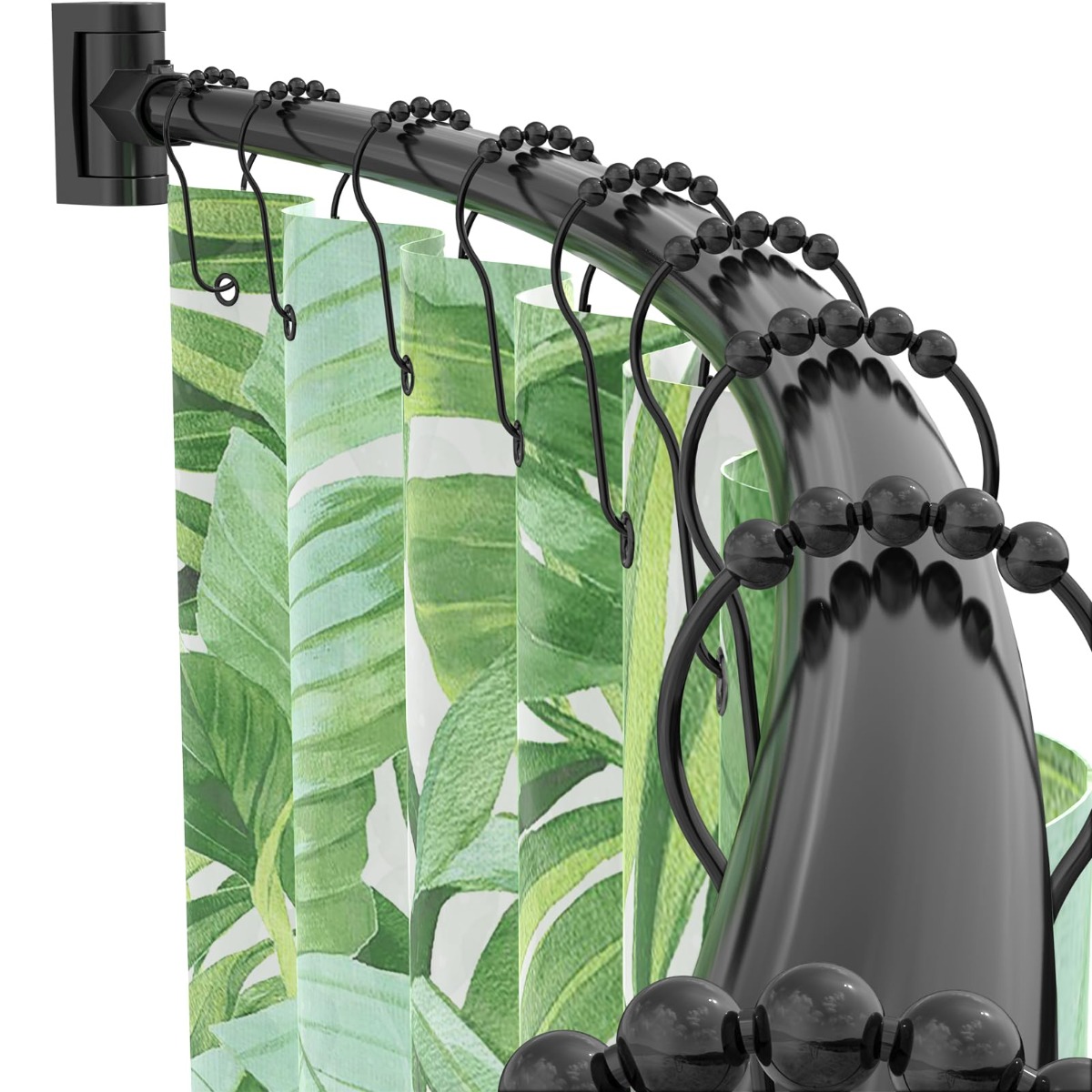 TEMU Curved Shower Curtain Rod For Bathroom - Adjustable 40-72 Inches, 0.9mm Thickness, Round Design, Rotate Bracket For Large Shower Space, Drilling