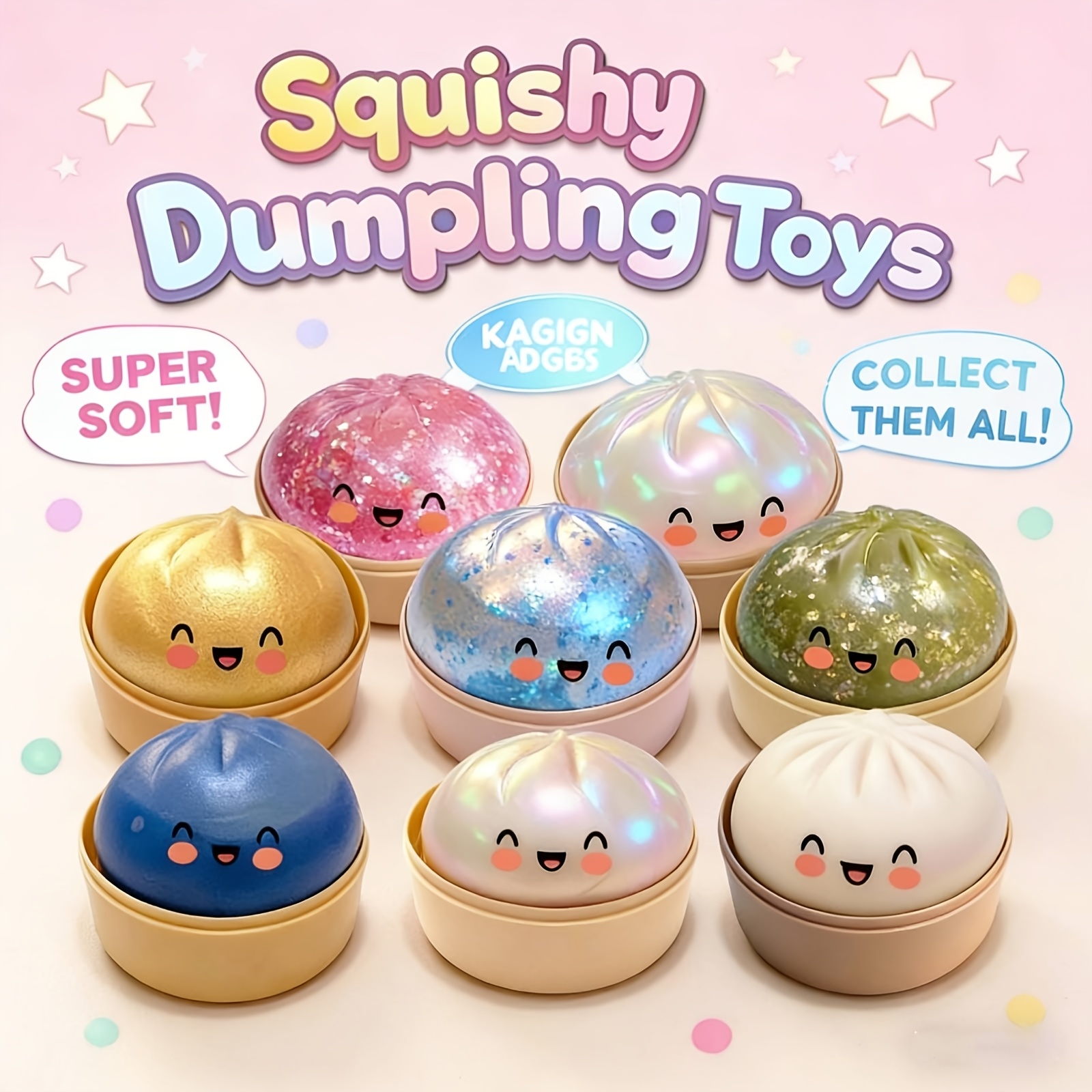 3pcs 2 17in dumpling shaped squeeze toys random only 1 glitter dumpling per pack of 12 more surprise pet toys Product details 3