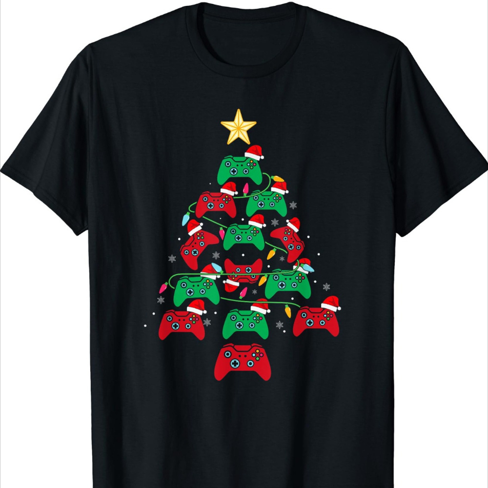 

Christmas Tree And Christmas Lights Kids Printed T-, Boys & Christmas Elf Controllers T-, For Christmas