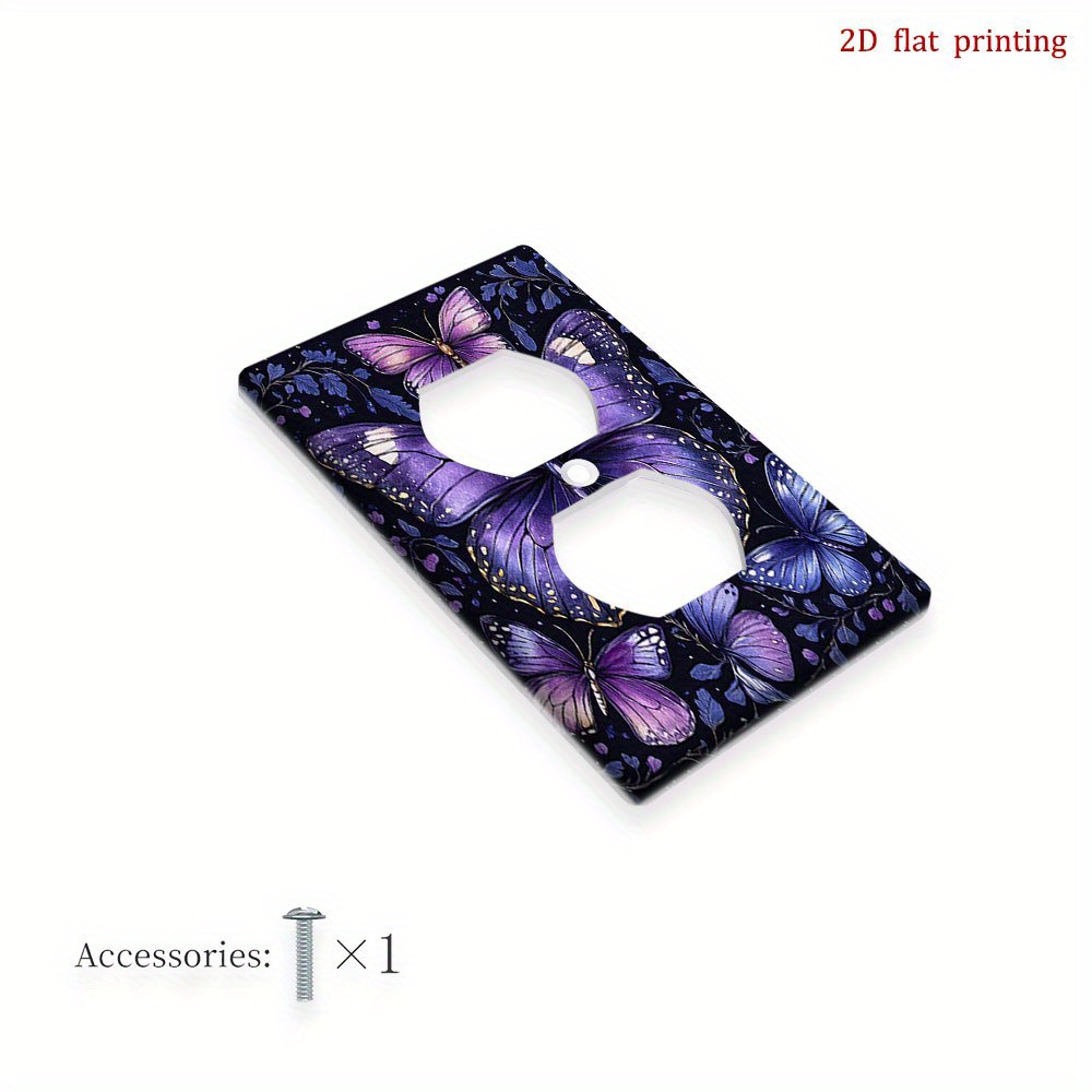 TEMU 1pc [Impression Plate 2D] Papillons Violets sur Plaque d'Interrupteur de Veilleuse, Couvercles de Prise, Plaque Murale Décorative, Couvercle de