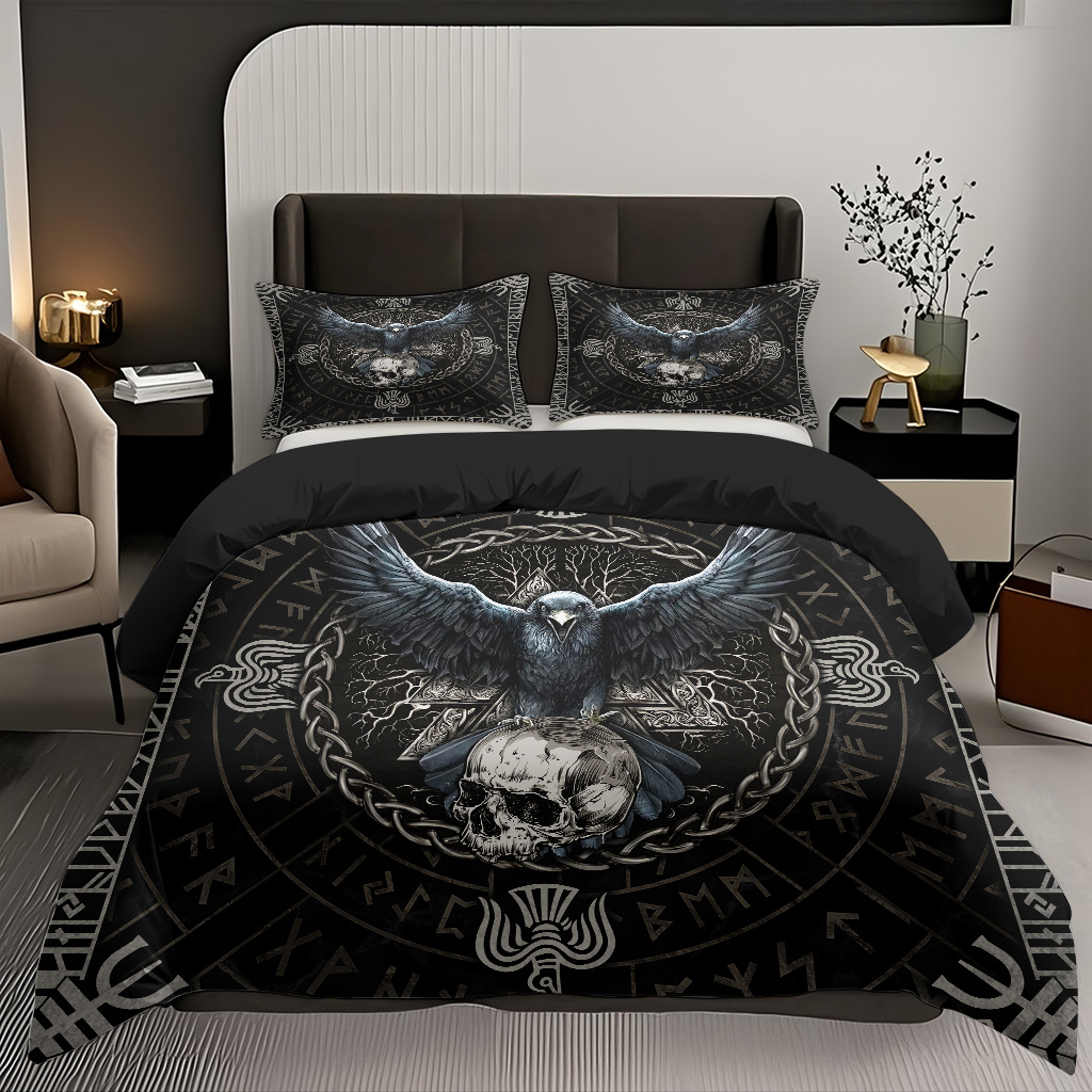 Image of 2/3pcs Abstract Nordic Folk Symbol, Pattern Duvet Cover Set Popular Digital Printing Bedding, Soft And Comfortable Duvet Cover, Hd Printing, Suitable For Home And Dormitory Bedroom Decoration