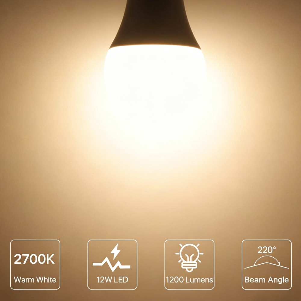 8pcs E27 Led Suitable For Use, 12w A60 Light With E27 Screw Base, 2700k Warm White & 6000k Cool White, Energy- 1200lumen, Wide Voltage 220-240, Non-dimmable For Ceiling Fan/pendant