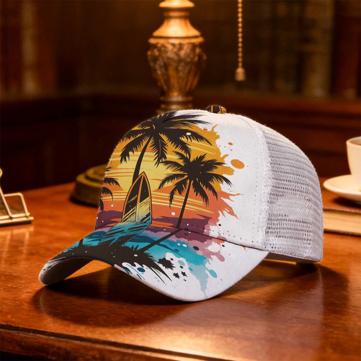 TEMU 1 pièce Casquette bec de canard à impression intégrale sur le thème au tropical, en tissu non extensible à , avec une coupe ajustable et un