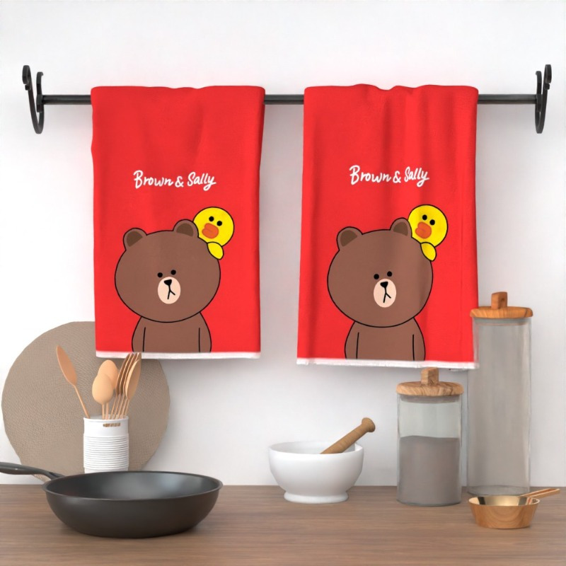 

2pcs Brown & Cartoon Bear Kitchen Towels, Super Soft Polyester Dish Cloths, Woven -themed Cooking & Dining Towels, Machine Washable, With Cartoon Design For Home Decor, Ideal Gift For Kids & Families