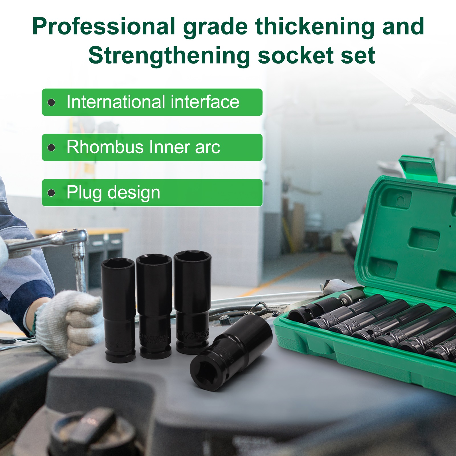 11pcs Deep Impact Socket Set, 1/2" Drive 6-Point