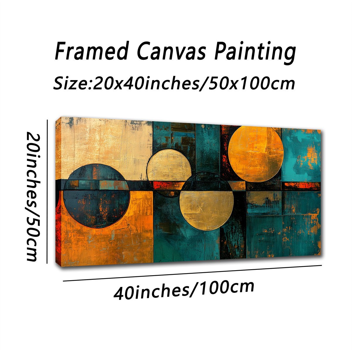 TEMU 2d Flat, 2d Flat, A Large Framed Canvas Art Piece Featuring An Abstract Watercolor With Semicircular Dots, Ideal For Meditation. Suitable For