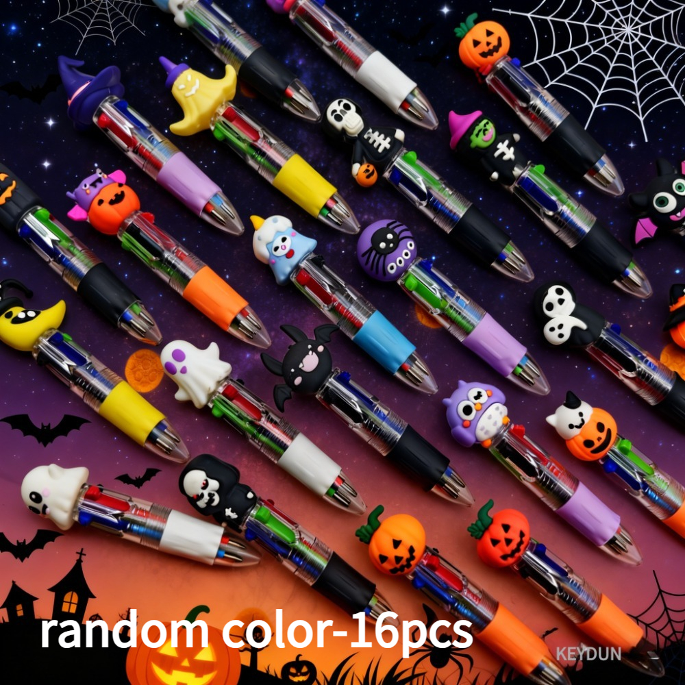 TEMU 16pcs Random Color Halloween Cartoon Mini Pens. Ideal For Parties, School & Office Prizes, Birthday Gifts, Cute Stationery And Halloween Favors.
