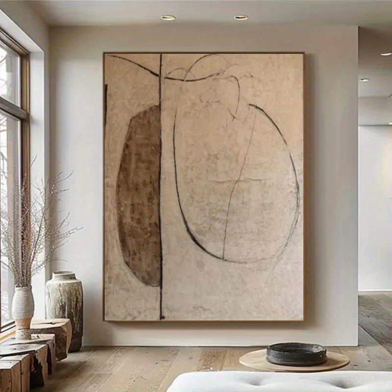 Hand-Painted Abstract Canvas Art - Vintage Minimalist Gray-Brown Oil Painting Texture Wall Art, 100% Hand-Painted Original Modern Work, Luxury Living Room Decoration, Unique Gift Idea, Canvas Wall Art, Abstract Canvas Wall Painting, Art Atmosphere