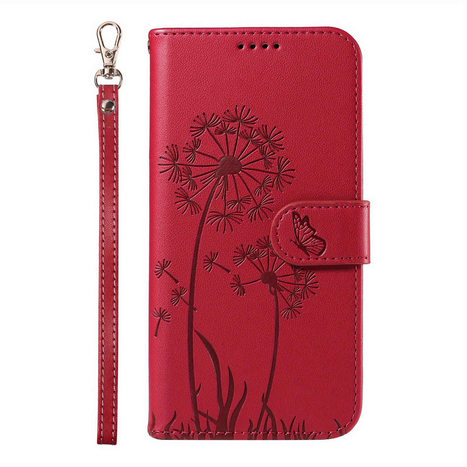 TEMU Phone Case - Dandelion High-quality Textured Card Holder Case For Men And Women, Cute Artificial Leather Phone Case Compatible With Galaxy S26