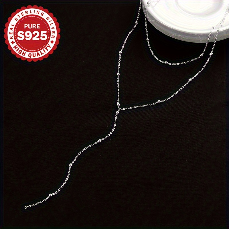 1pc of womens fashionable y shaped necklace s925 sterling silvery double layer design minimalist and elegant style versatile accessory hypoallergenic Product details 4