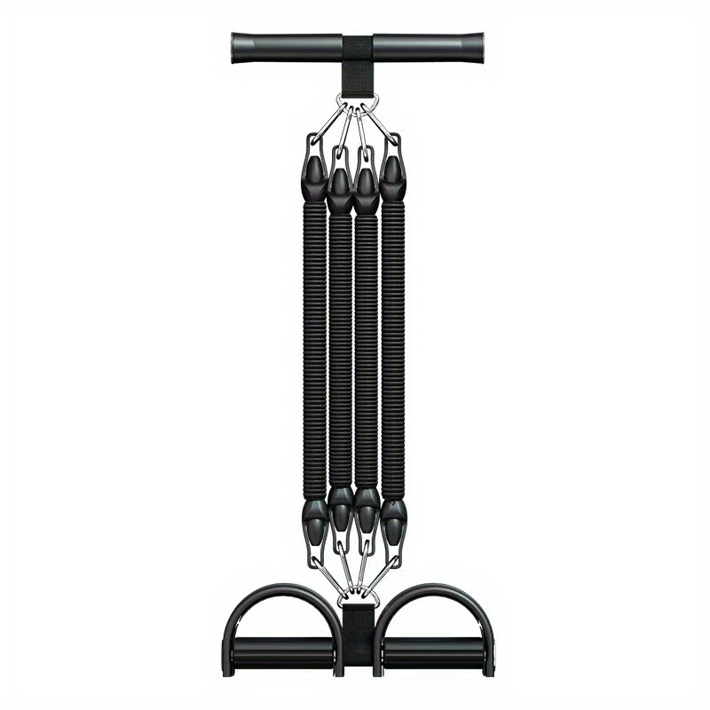 [Durable Pedal Puller] Durable Adjustable Resistance Sliding Pedal Puller | 4-Strand or 2-Strand Pull Cord with Footrest and Handle for Sit-Ups and Fitness Training, Black EVA Material with Two Handles and a Door Clamp