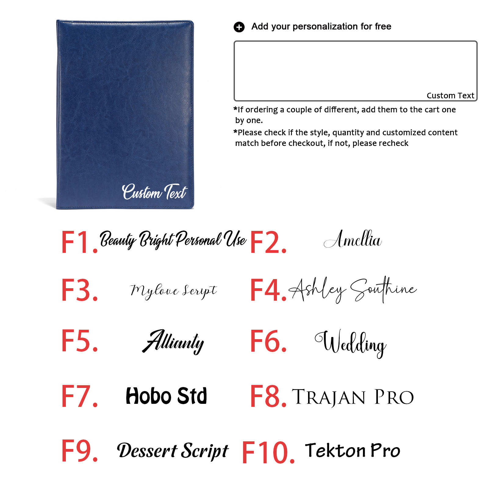 TEMU 1pc Personalized Pu Leather Portfolio Folder With Custom Name/text - A4 Professional Business Binder Suitable For , Cv Holder, Business Card
