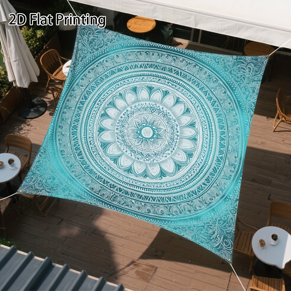TEMU 1pc 2d Flat Printed Mandala Sunshade, Convenient For Storage And Setup, Ideal For Year , Beach , Outdoor Sun Protection, Poolside Use, And With