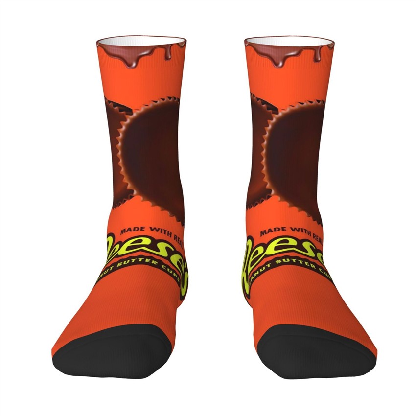 TEMU A Pair Of Unisex Outdoor Sports Socks, Featuring A Dessert Pattern On A Base, Machine Washable, Suitable For Outdoor Sports Enthusiasts,