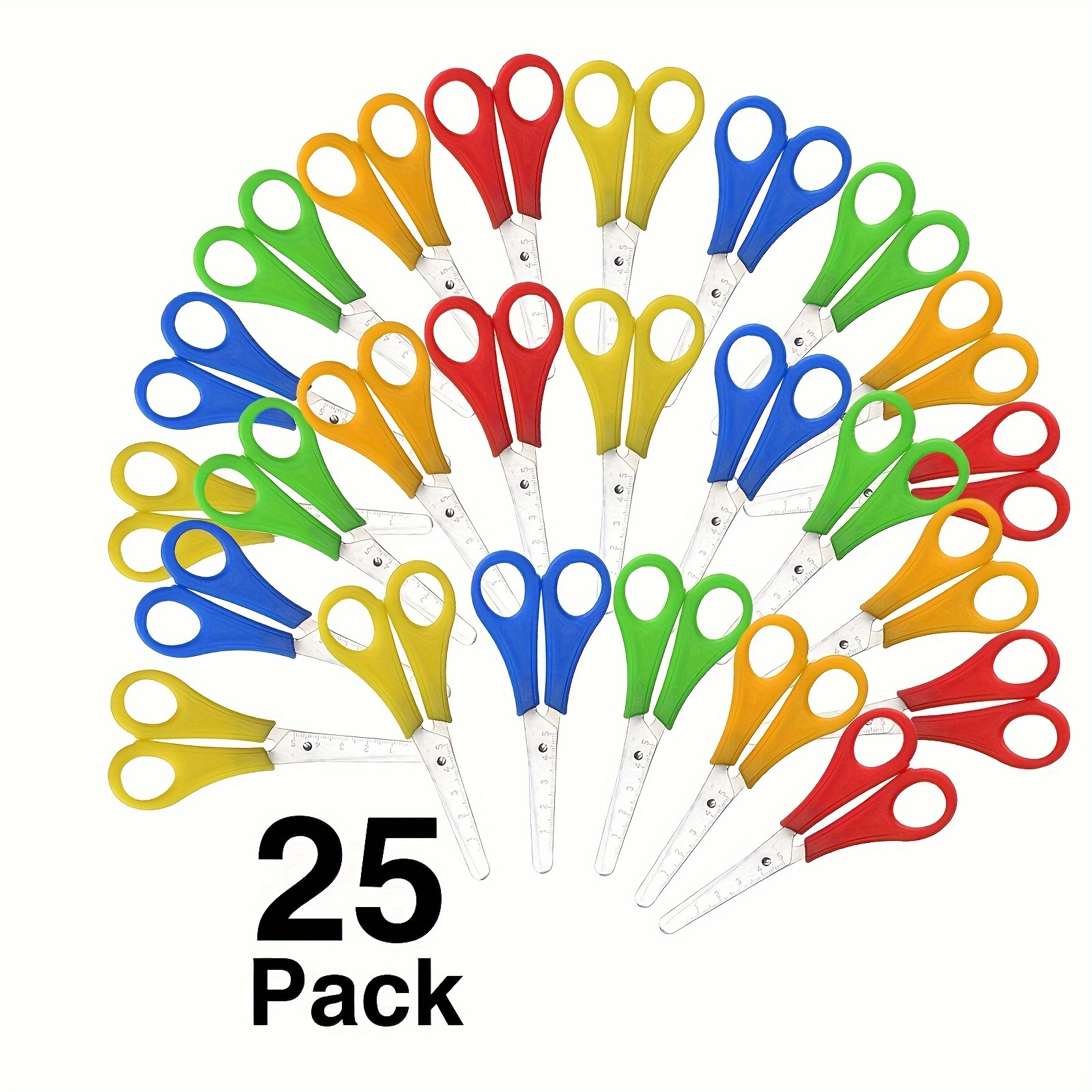 TEMU 25pcs Stainless Steel Scissors Set, Ruler Scissors, Office Scissors, Scissors, Perfect For School Supplies, Office Desks, Home, Classroom