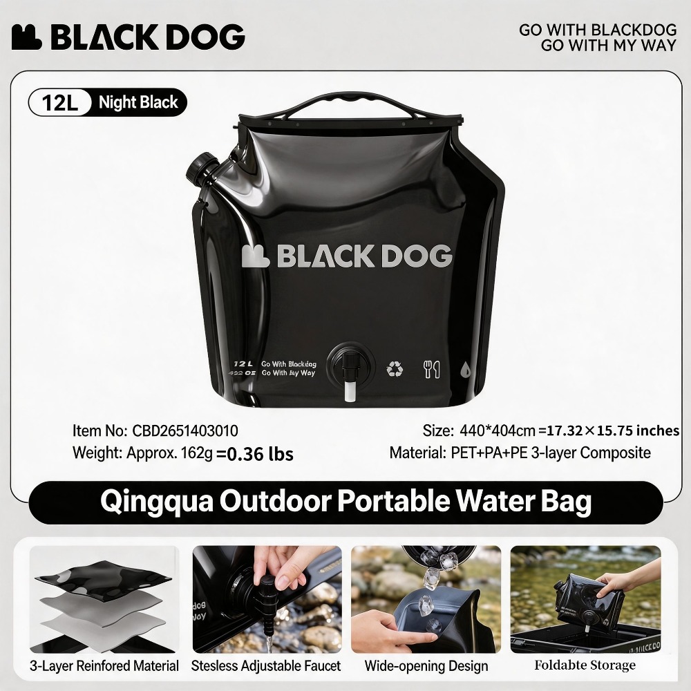 TEMU 3.2gal 12l Foldable Outdoor Camping Water Storage Bag, Large-capacity Collapsible Water Bladder With Twist- Valve And Portable Carry Handle,