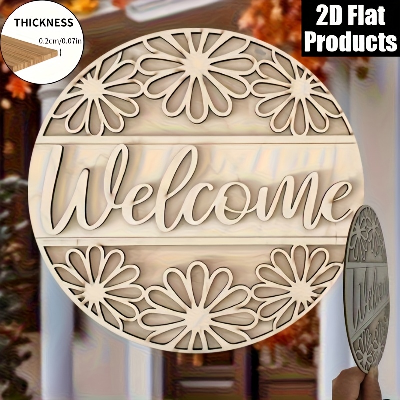 TEMU 2d Flat Unfinished Wooden Welcome Sign, Designed As A Sunflower Shape, For Home Decor, Paintable, And With Spring/summer Craft Kit