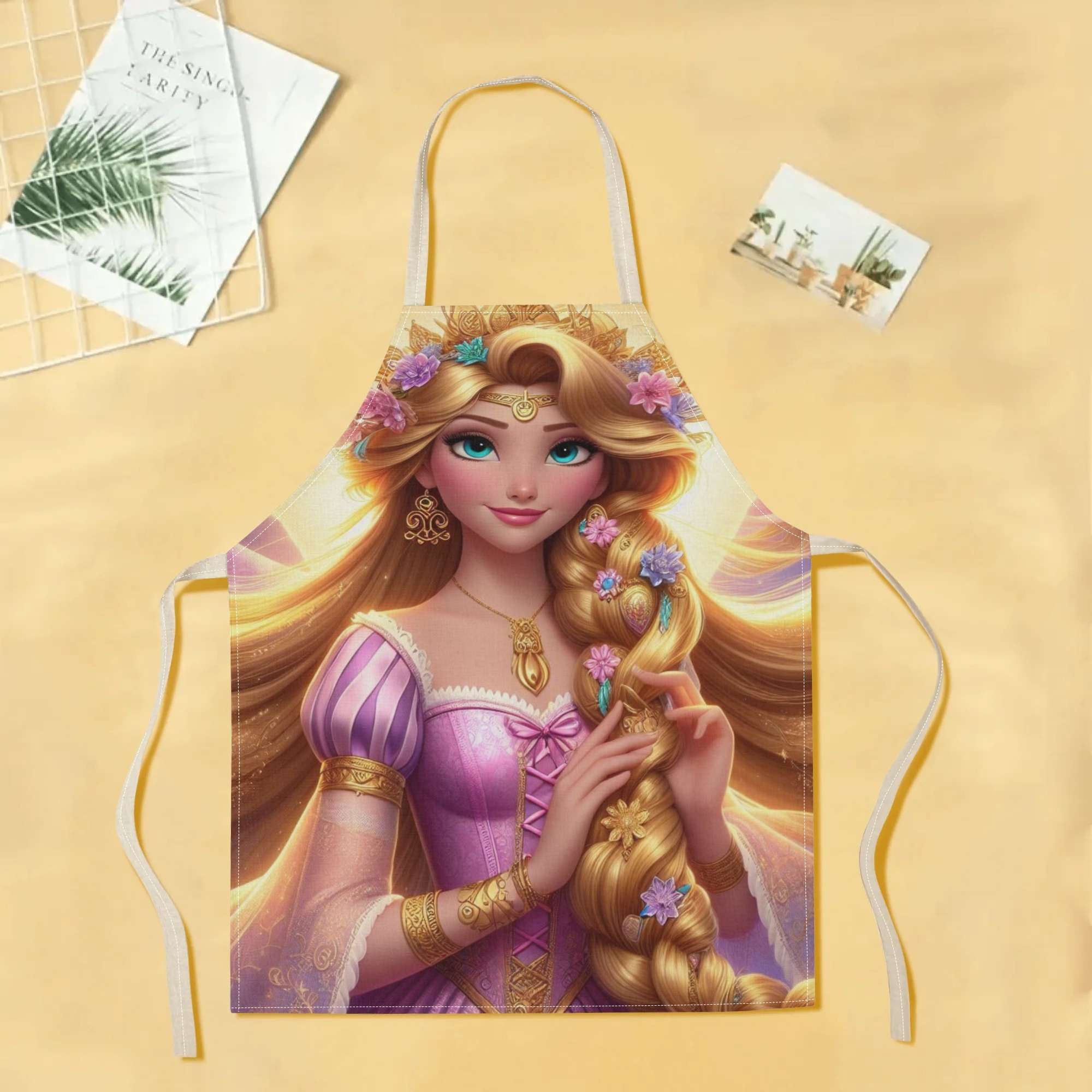 disney   waterproof apron - vibrant cartoon princess design,   polyester, ideal for kitchen, restaurants, cafes & home use details 1