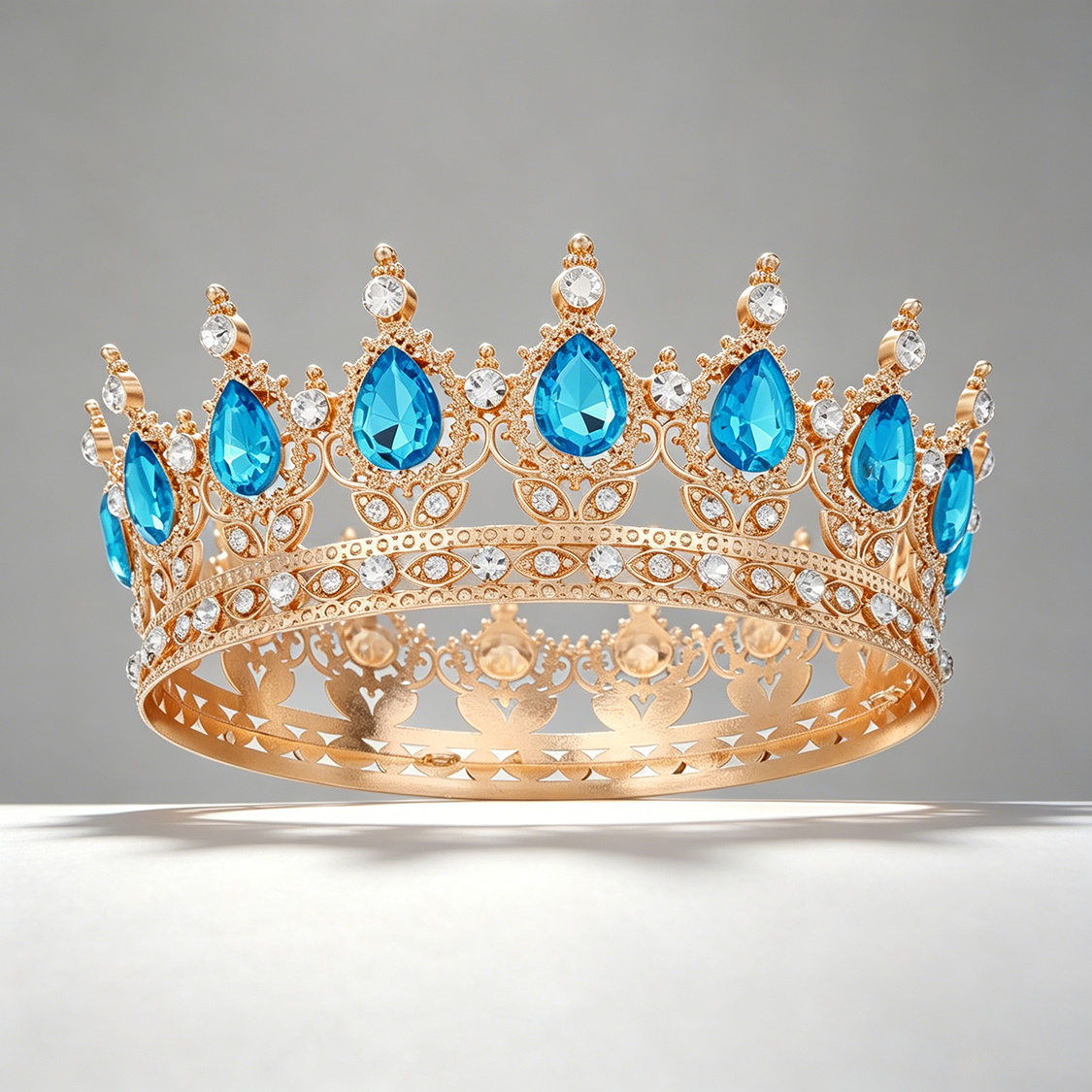 TEMU 1pc Hollow Water Drop Lake Blue Crown, Christmas , Suitable For Christmas Themed Photoshoots, Peace Night Parties, Used For New Year's Eve