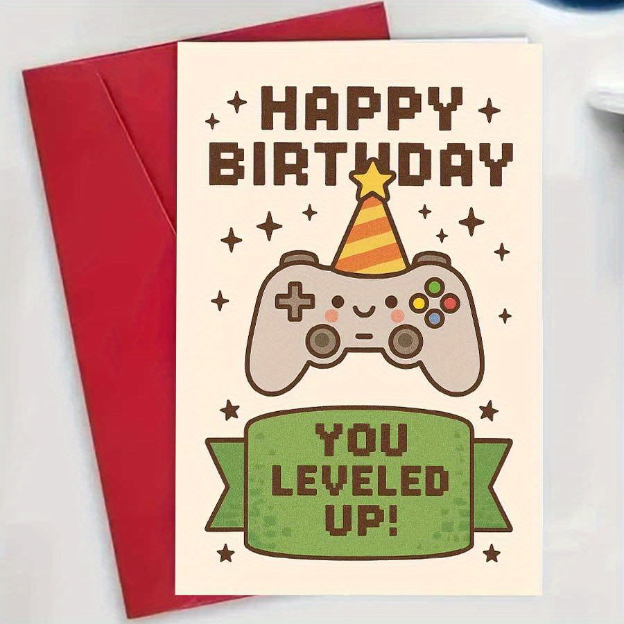 Image of 1pchappy Birthday Greeting Card For With Cute Game Controller Design Perfect For And Gaming Enthusiasts Birthday Giftsenvelope + Greeting Card