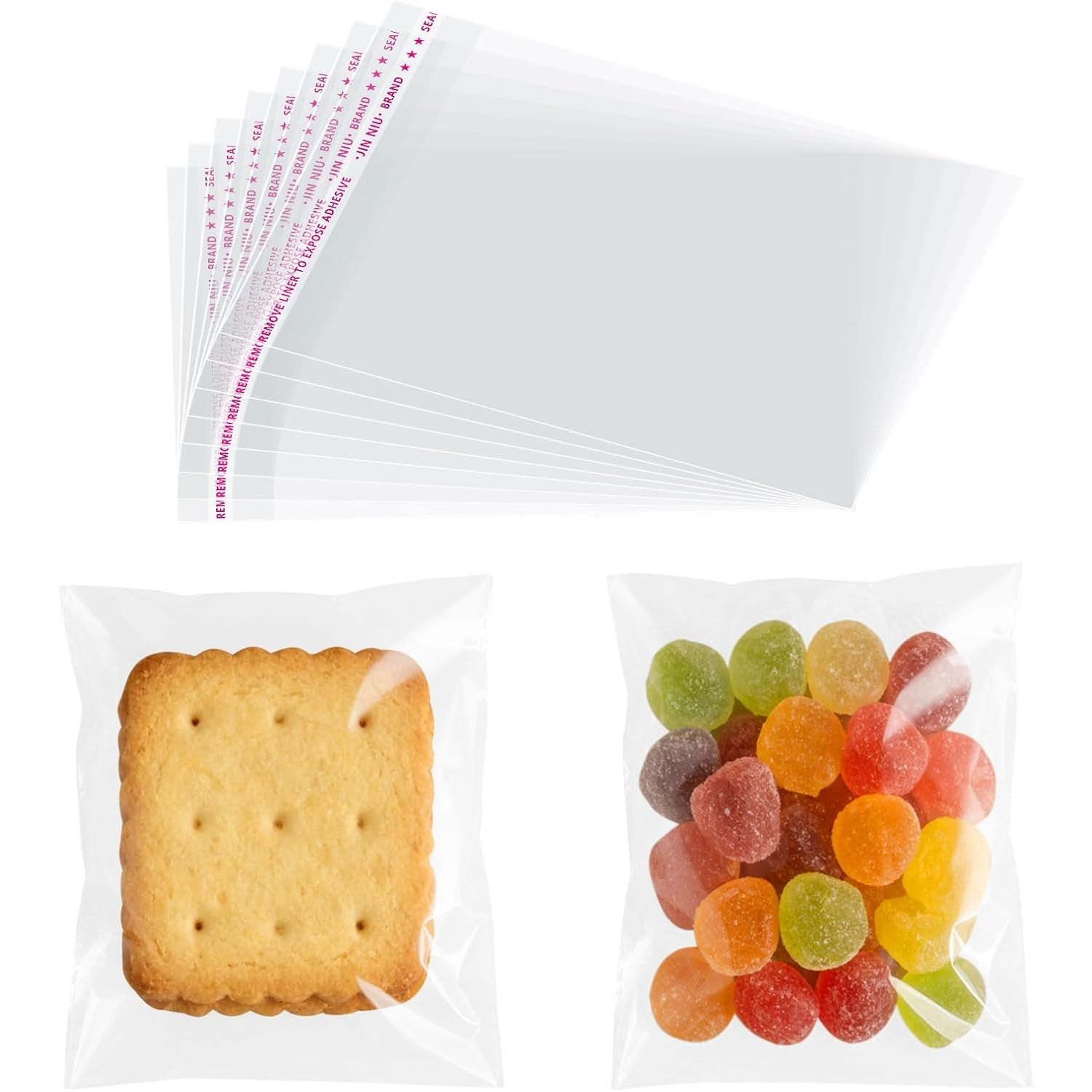 TEMU 102pcs Clear Cellophane Bags, Opp Cookie Bags, Self-adhesive And Resealable Small Bags For Sweets, Candy, Gifts, Cards, Jewelry, Festival Party