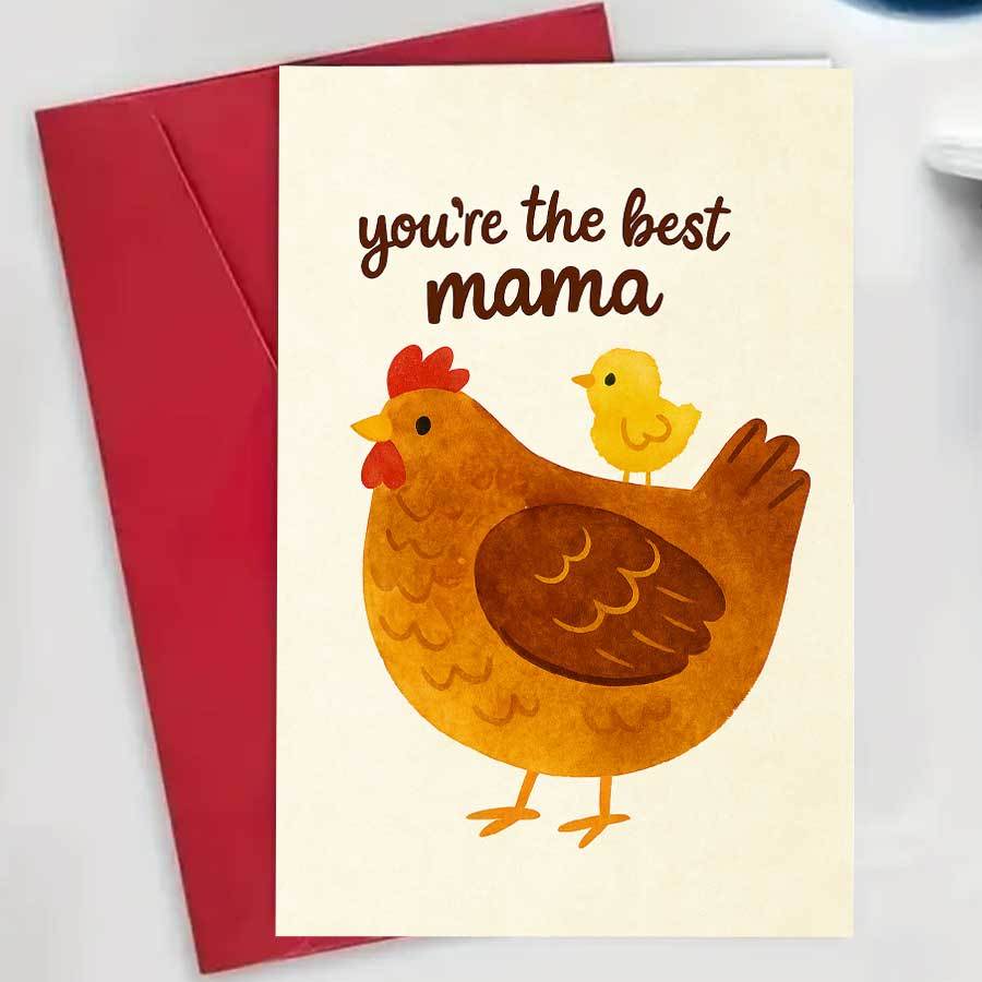 E-shop „Du bist die “ Grußkarte, niedliches Hühner- Küken-Design, für Muttertags-Dankesgeschenke von der Familie, um Liebe Dankbarkeit zu zeigen,