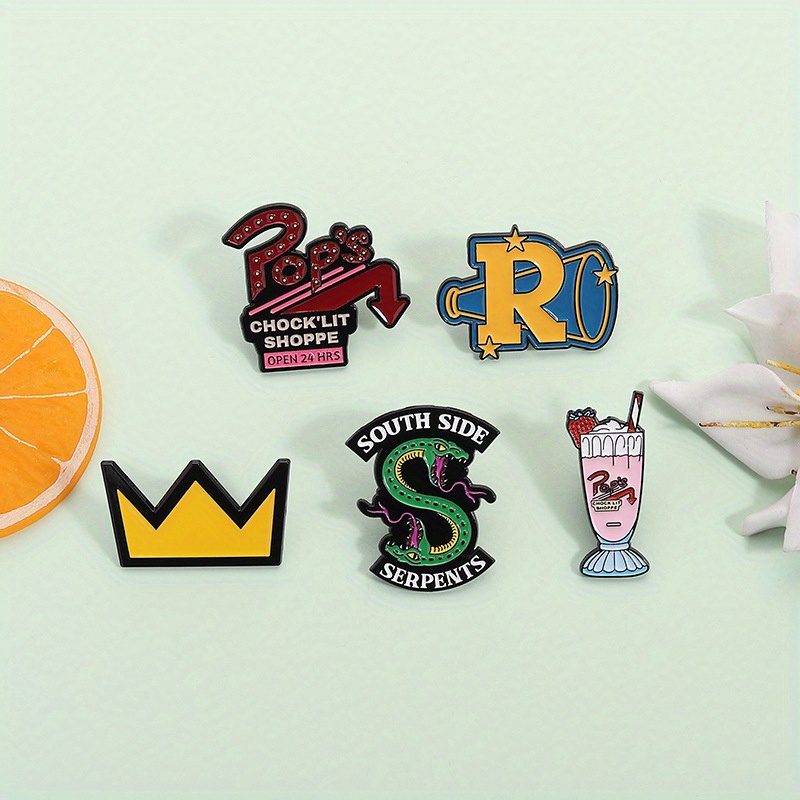 5pcs   series cartoon letter brooch pins colorful - Temu