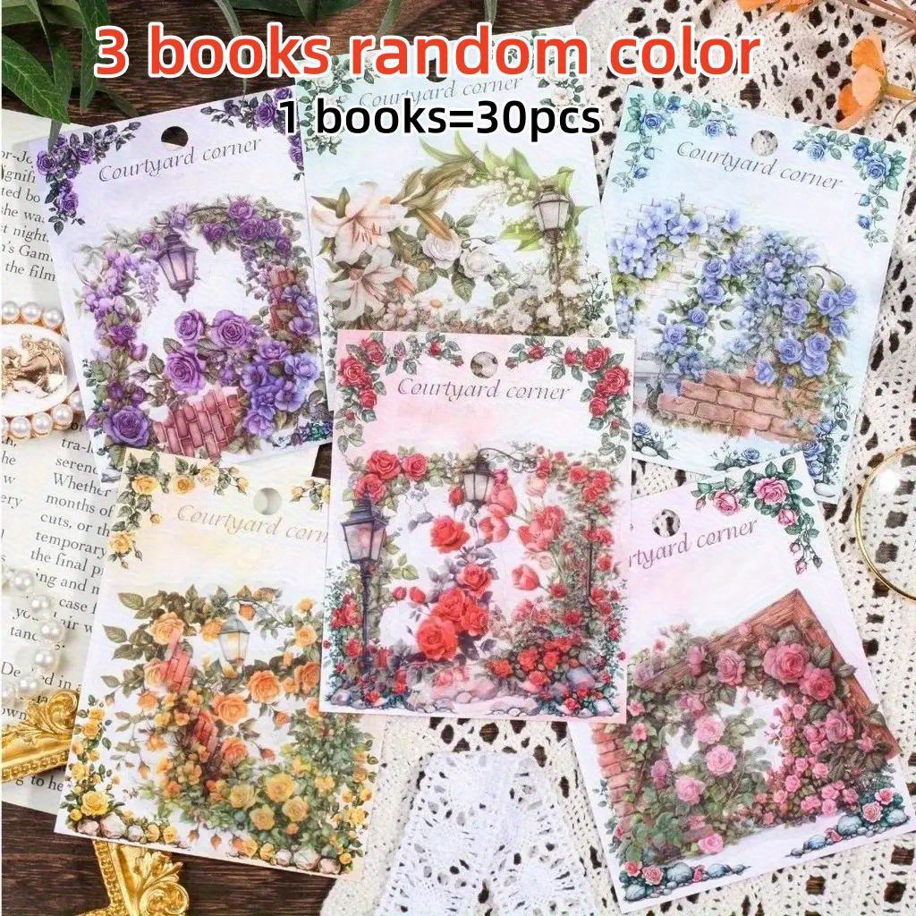 TEMU 90개 꽃무늬 코너 스티커 PET 플라스틱 자체 접착식 매트 마감 이상형 DIY 스크랩북, 저널, 휴대폰 케이스, 노트북 장식용 - 생동감 있는 다양한 꽃 패턴, 스크랩북 스티커, 저널 , 예술적인 꾸미기, 내구성 있는 소재, 스크랩북 수공예품, Scrapbook Lovers 2,8K+ 판매 TraderJournals Life에서 판매