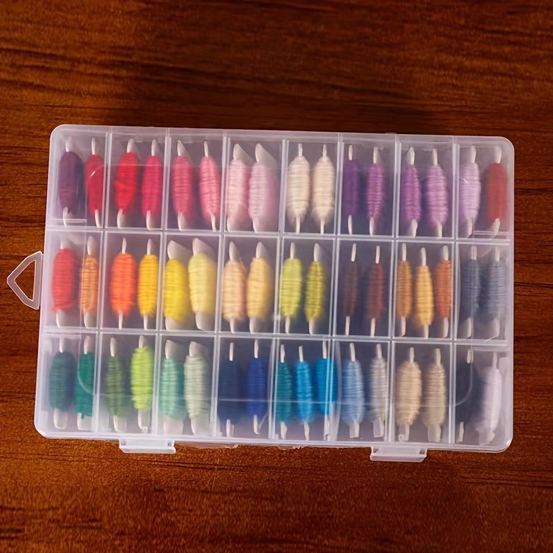 

1pc 24-compartment Transparent Plastic Yarn Organizer Box - Ideal For Crafts, Beads, Jewelry | Storage Case With Hinged Lid For Organization