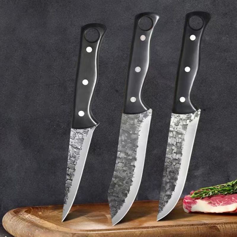 3pcs Professional Butcher Knife- Hand-Forged Stainless Steel Boning Knife Kitchen Hand-Forged Fish Fillet Knife BBQ Tool Professional Chef Kitchen Knife, Multi-Purpose Kitchen Carving Knife, Suitable for Meat Cutting- Father's Day Gift