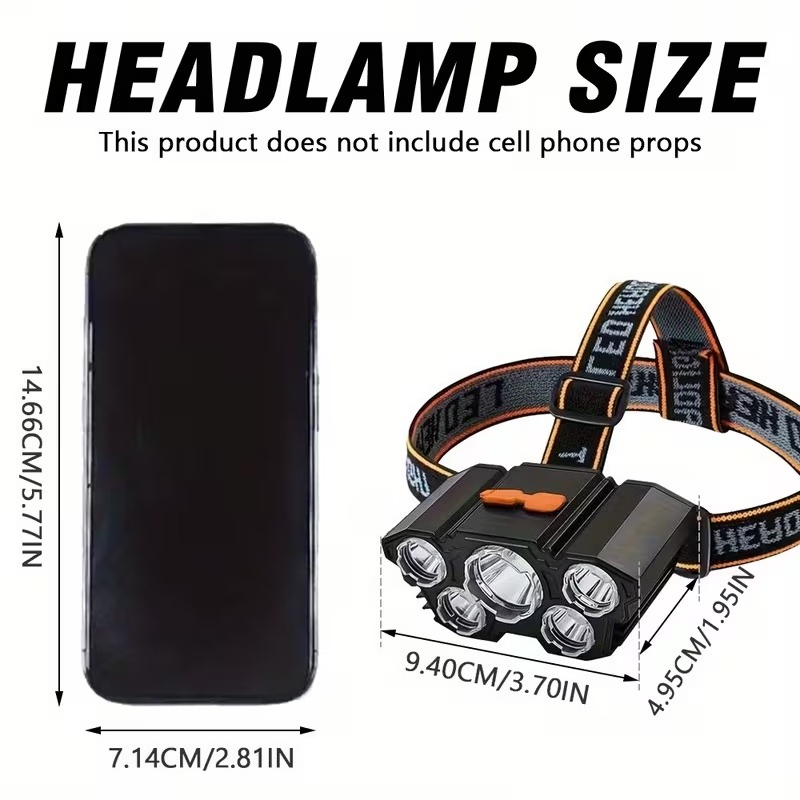 4pcs 5-LED Outdoor Searchlight Headlamp Set