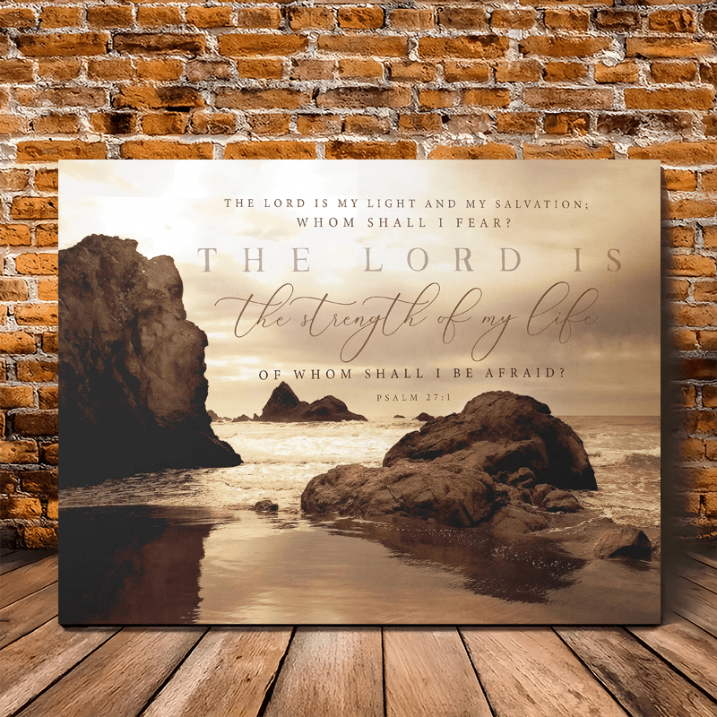 TEMU 2d Flat, 2d, 1pc Psalm 27:1 Scripture Canvas Wall Art With Wooden Frame Canvas Painting – 'the Lord Is My Light And My ' Inspirational Decor For