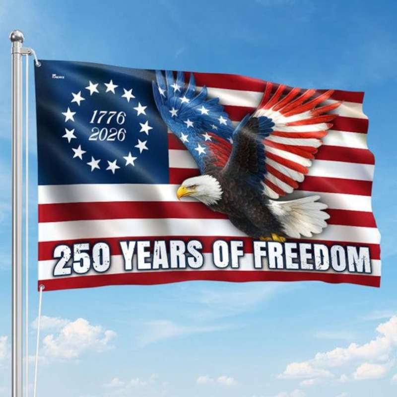 TEMU 1pc 250 Years Of Flag 1776 2026, Flag, Patriotic Outdoor Decor, Day 2026 Celebration Banner Grommets' Color Random