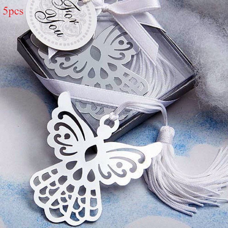 5pcs Metal Silvery Bookmark Tassel Snow Bookmark For Wedding Party Giveaway Gift