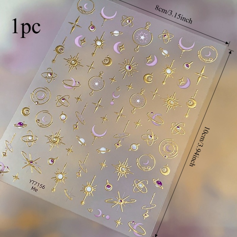 TEMU 1pc Silvery Foil 5d Embossed Self-adhesive Nail Art Stickers - Suitable For And Women Nail Care And Nail Additions - Autumn/winter, Christmas,