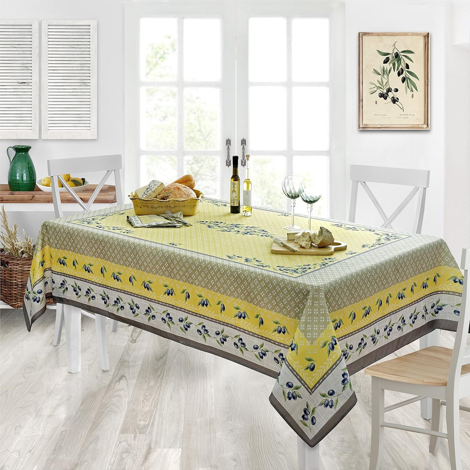 TEMU 1pc Rectangular Printed Tablecloth, Rectangular Fabric Tablecloth, And Gray Print, Provence Country Style
