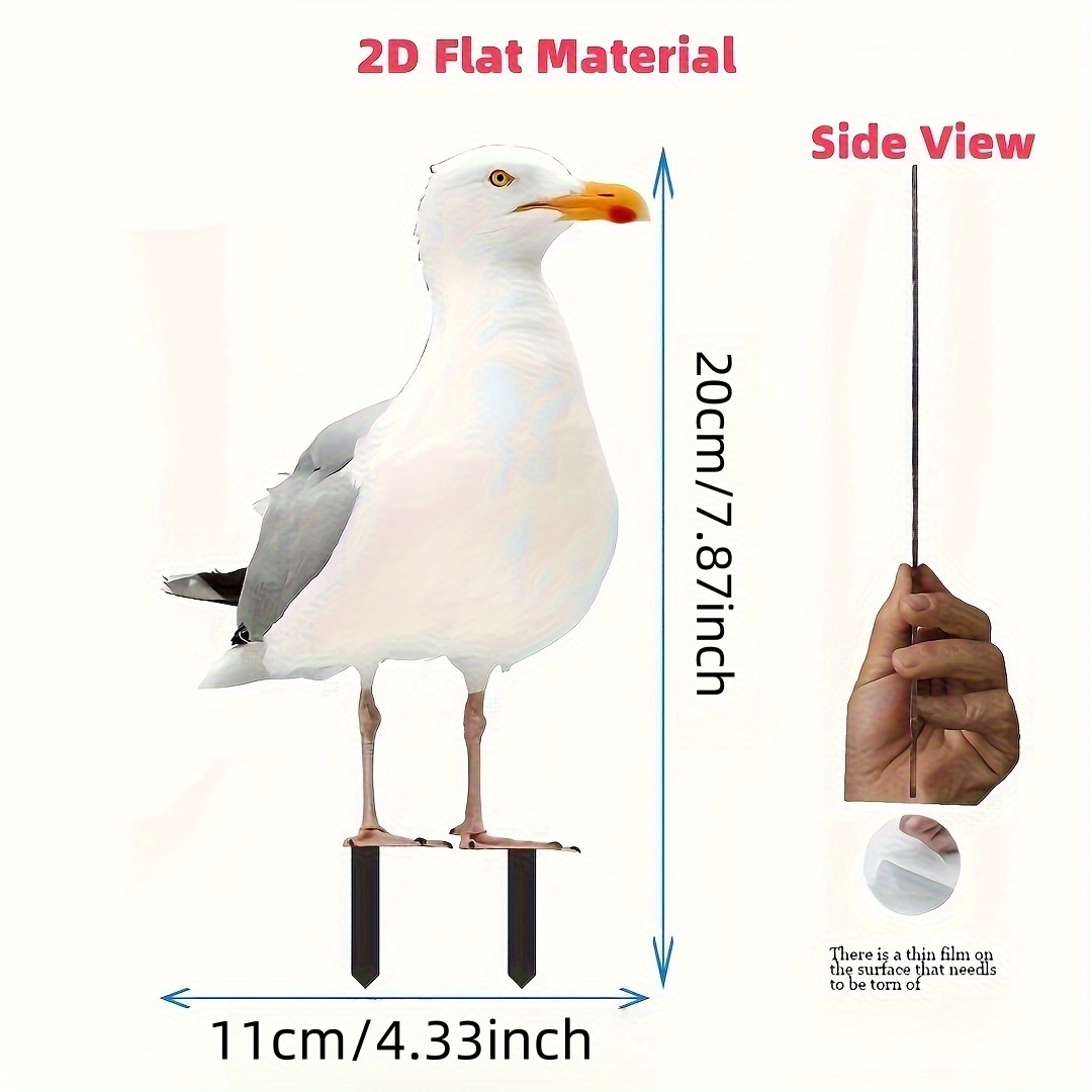 E-shop 2D Flacher Möwen-Gartenpfahl, Langlebige Acryl-Dekoration für Außenbereich – Einfach zu platzieren auf Rasenflächen, Gärten & Höfen –