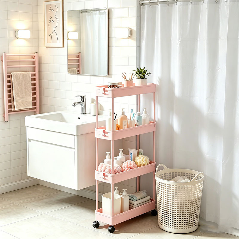 TEMU Chariot de Rangement Étroit Utilitaire, Petit Chariot Roulant à 3/4 Niveaux pour Cuisine et Buanderie, Plastique Épaissi, Rangement Étroit pour