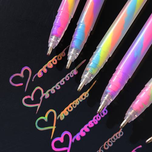 6 random colors neon gel pen set multi shimmering ink vibrant mixed colors smooth writing suitable for journaling greeting cards crafts scrapbooking drawing notes and art projects