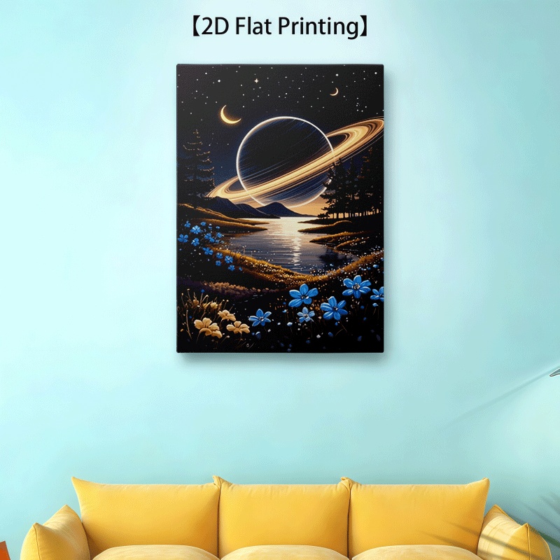 2d flach, 1 stück   minimalistisches rahmenloses leinwandposter meer der sterne, mondlichtfluss - ideal für wohnzimmer, schlafzimmer, bürowanddekoration, traditionelle & zeitgenössische wasser-themen-wandkunst,   geschenk, 40×60 cm dekoration, 2d flach