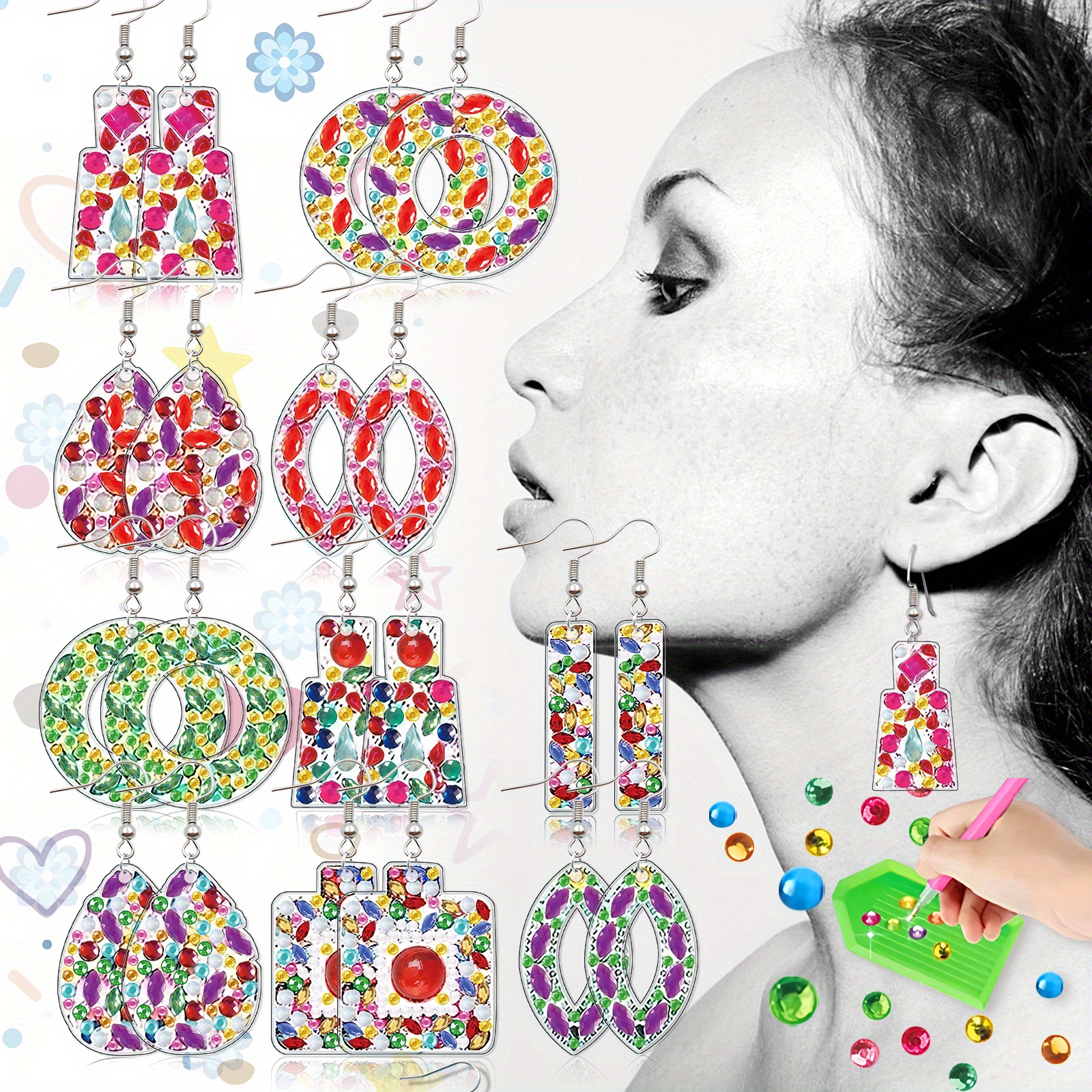 20pcs Water Droplet-Shaped Diamond Painting Earring Kits