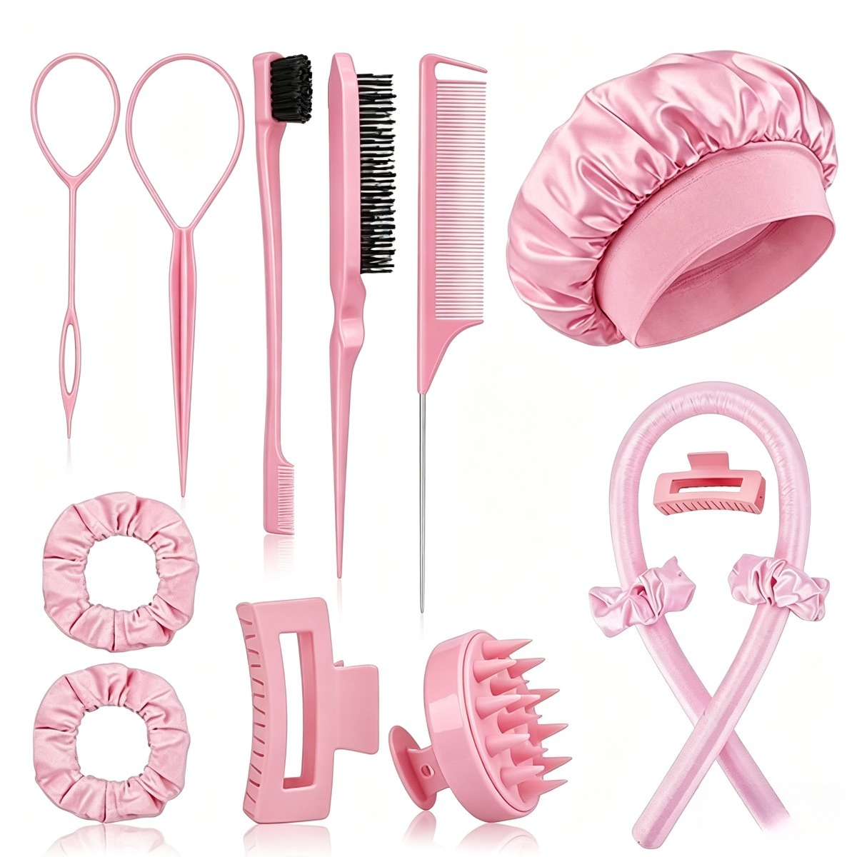 Image of 14pcs Heatless Hair Curler Set Overnight Wear Hair Styling Tools Hair Care Supplies