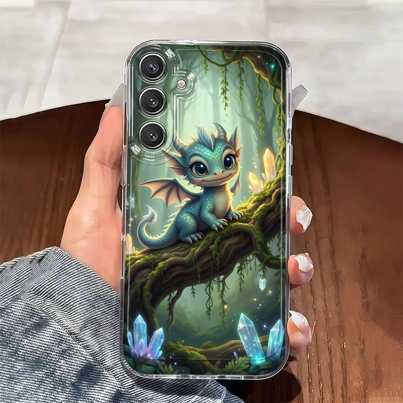 TEMU Phone Case: Forest Crystal Cute Dragon Phone Case, Suitable For Galaxy A02 A03s A04 A05s A06 A13 A14 A15 A16 5g A21s A22 A23 A24 A25 A32 A34 A35