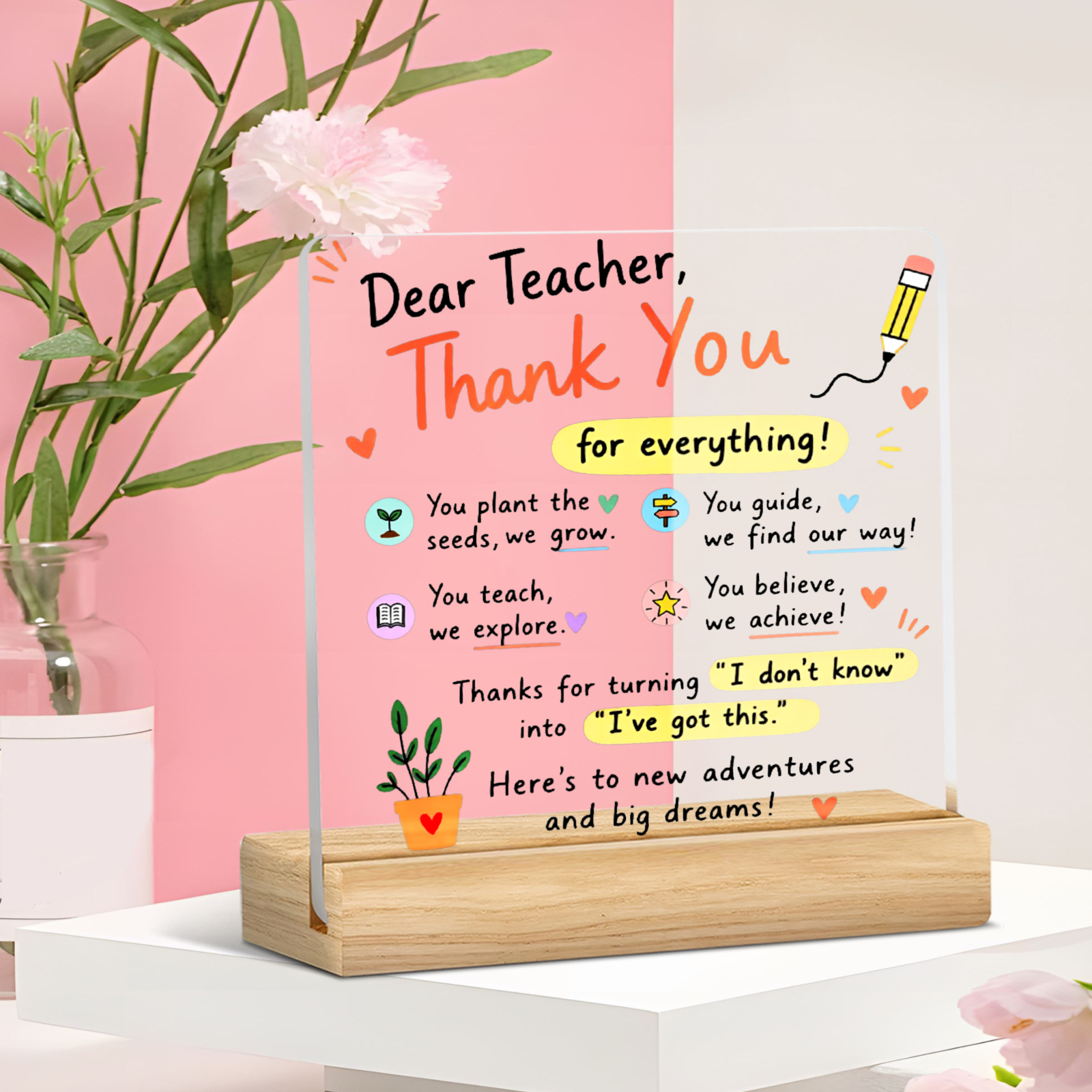 TEMU 2d Flat, 1 Acrylic Decorative Weight, A Thank-you Gift For Teachers, Suitable For Teacher's Day Or Graduation Season, A Perfect Gift For