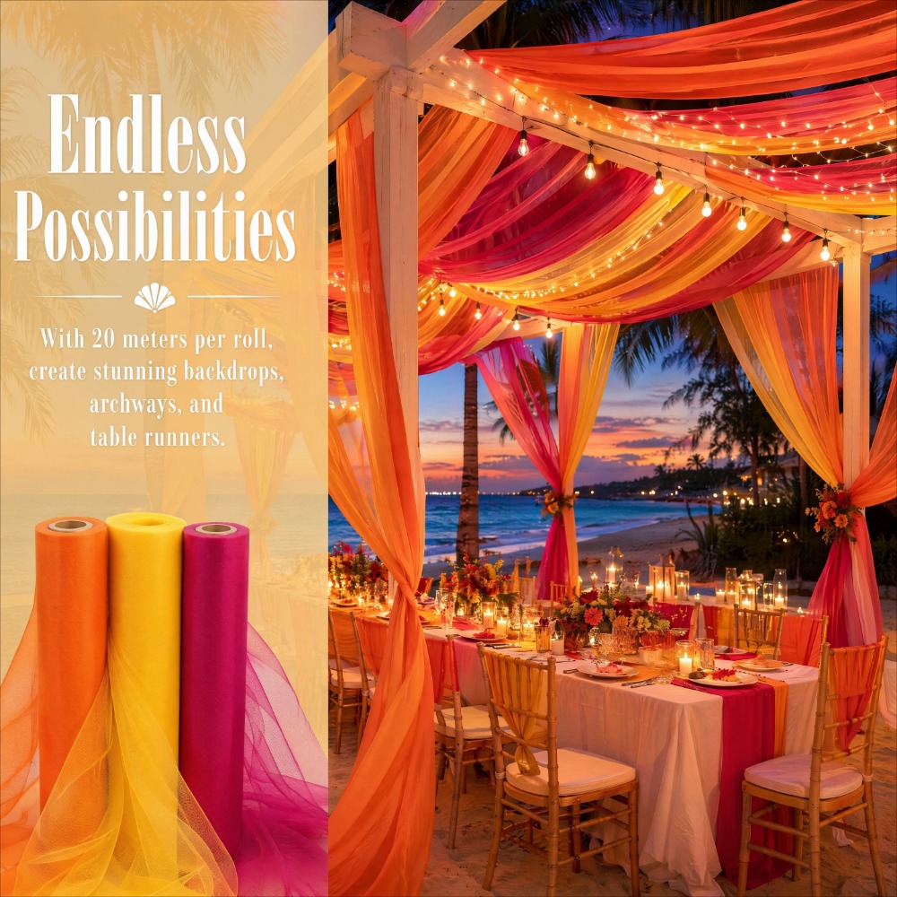 3   orange yellow raspberry tulle decorative gauze   wedding arch drapes party decorations wedding arch drapes party backdrop table runner outdoor wedding birthday party decorations suitable for window curtains