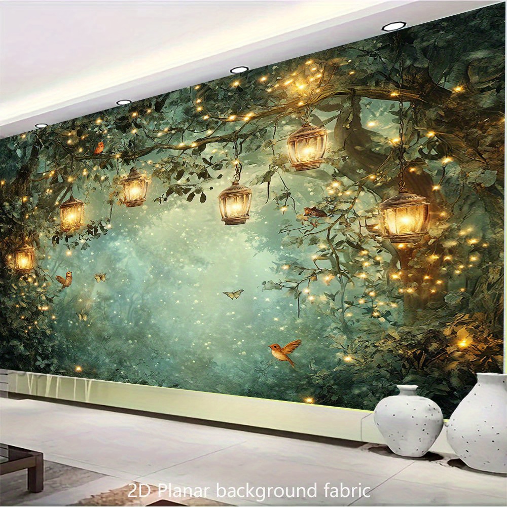 Magic Forest Night Scene Luminous Tapestry Wall Art Decoration_voghion.com