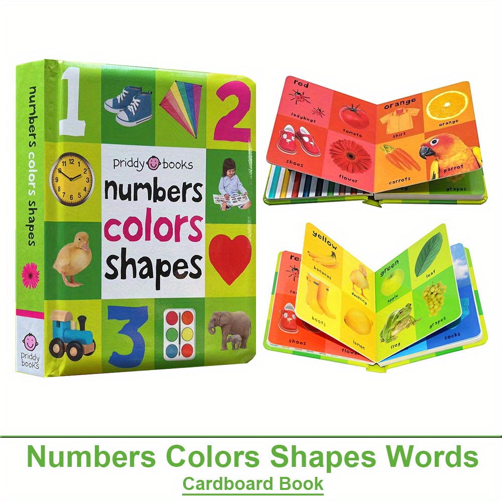 Image of Numbers Colors Shapes English Words Cardboard Book For Kids Age 3+, English Language Learning Aids, Vocabulary Building, Bedtime Reading, Learn To Read For Homeschool Preschool