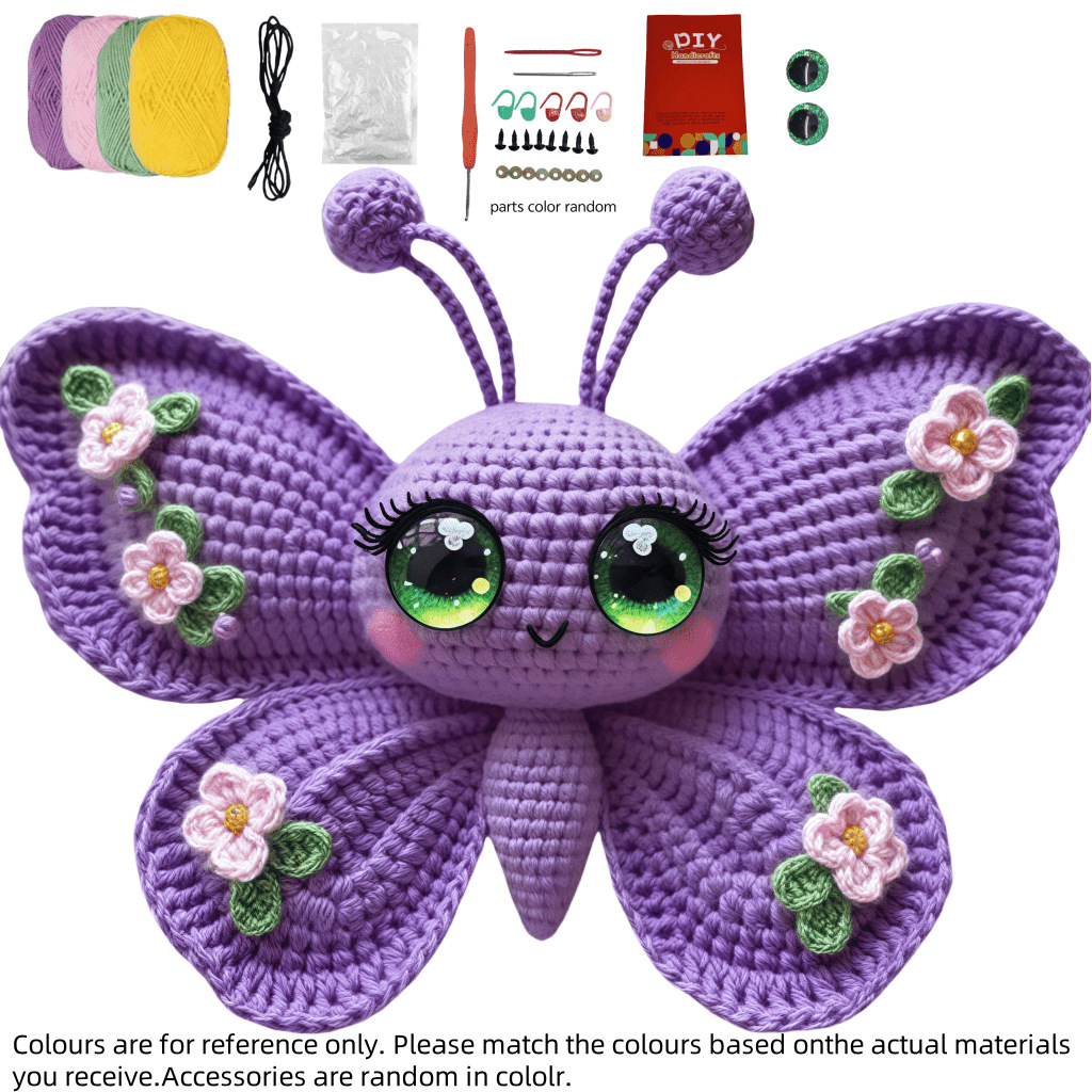 TEMU 1 Set Of Complete Crochet Kit For Adults And Beginners-diy Handmade Doll, Including Yarn, Crochet Hooks, And Flower-decorated And Wings